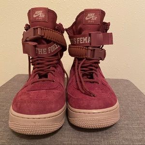 NIKE AIR FORCE 1 SF AF1 Wine Burgandy High Tops